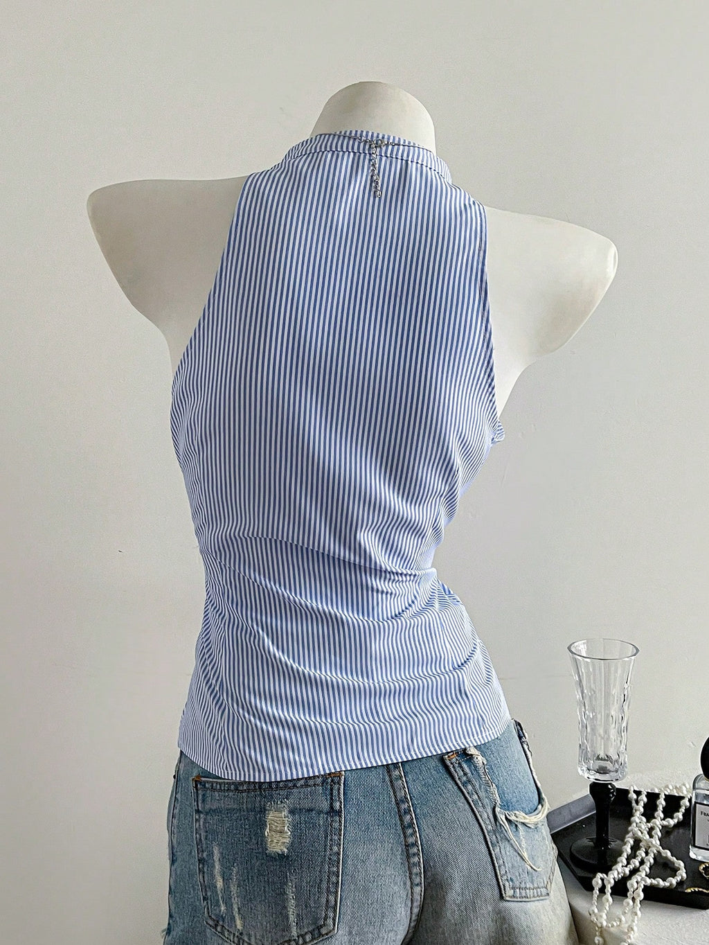 Blusa de Rayas Estilo Francés con Cintura Entallada