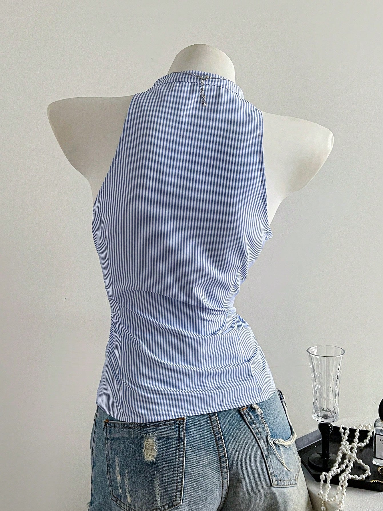 Blusa de Rayas Estilo Francés con Cintura Entallada