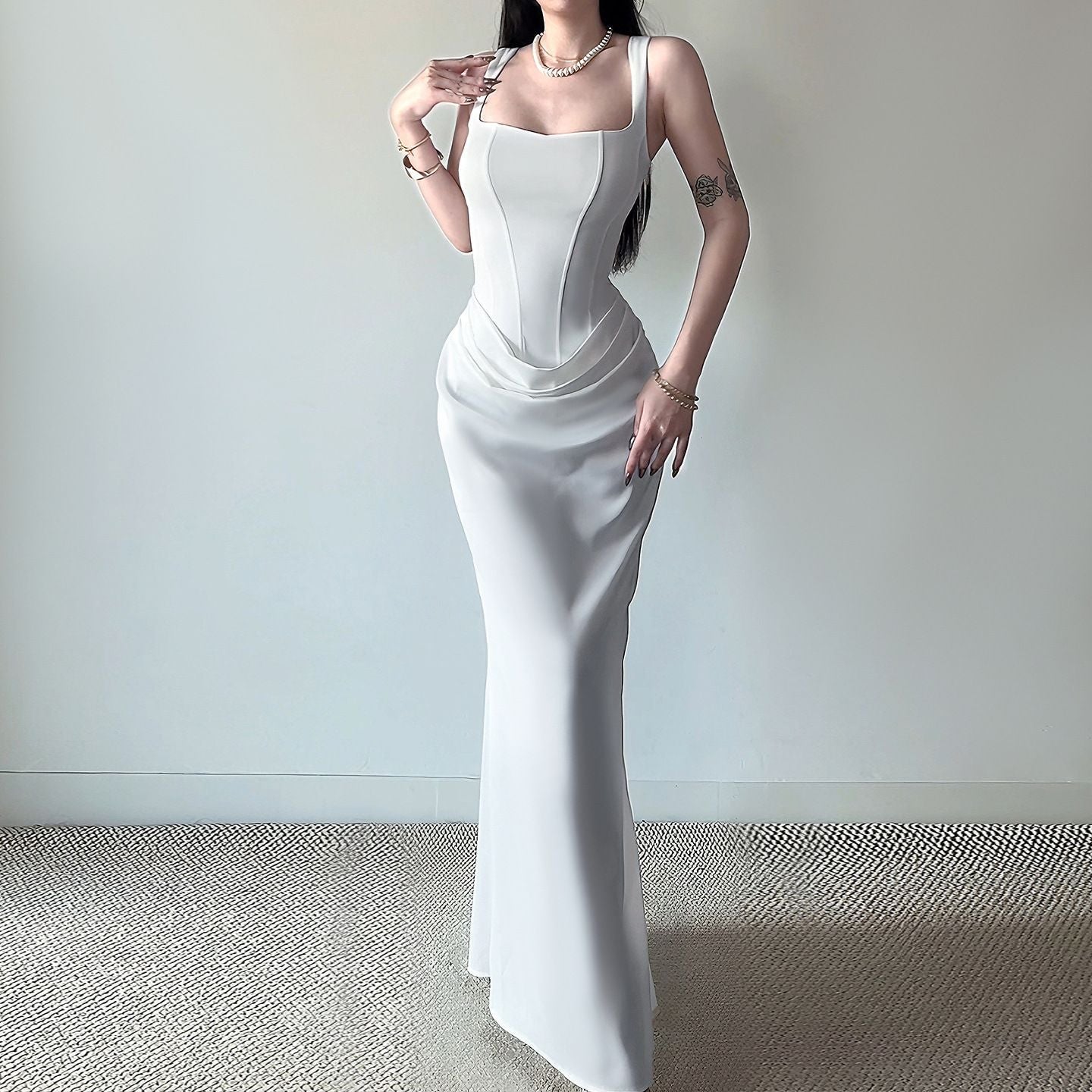 Vestido Elegante Sirena Sin Mangas