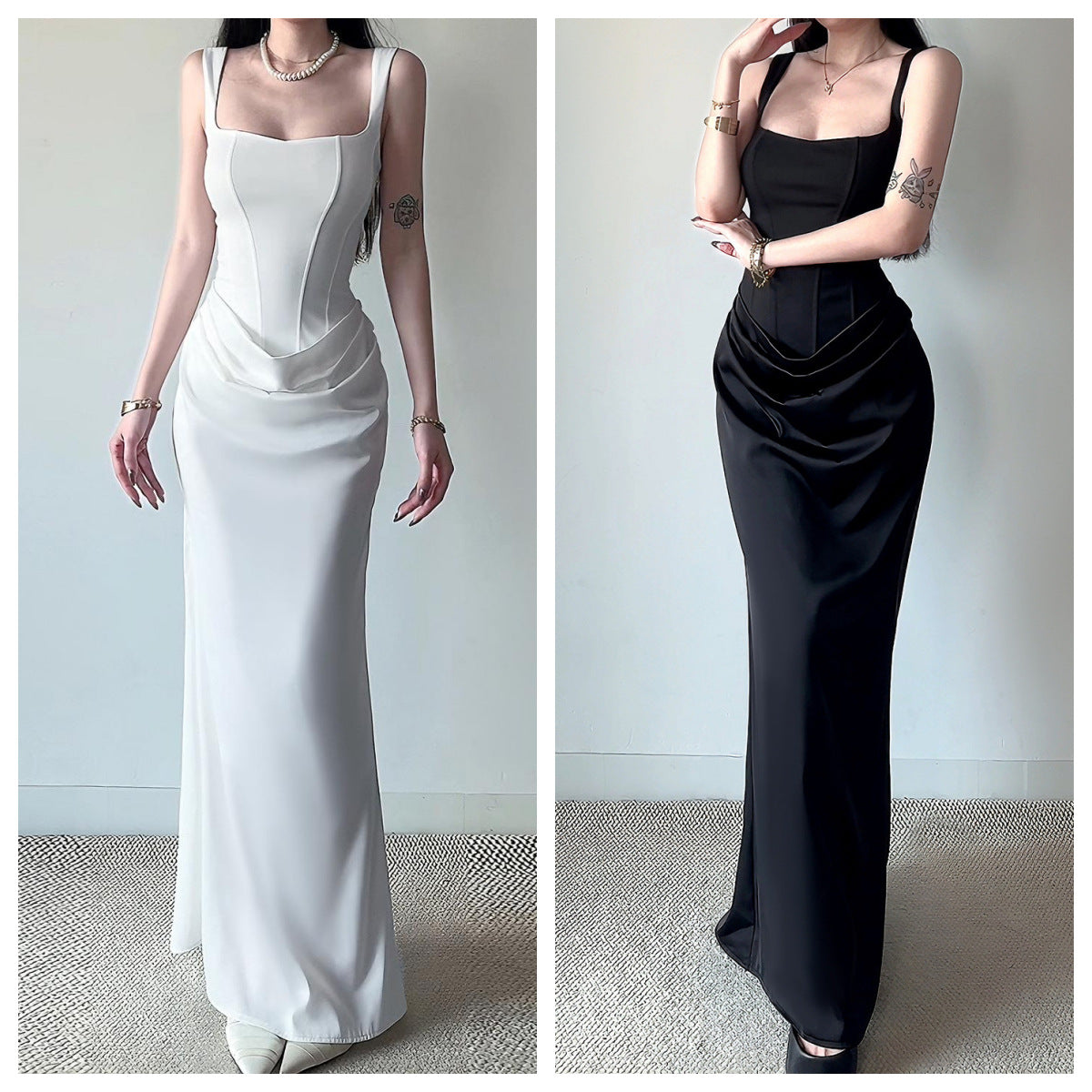 Vestido Elegante Sirena Sin Mangas