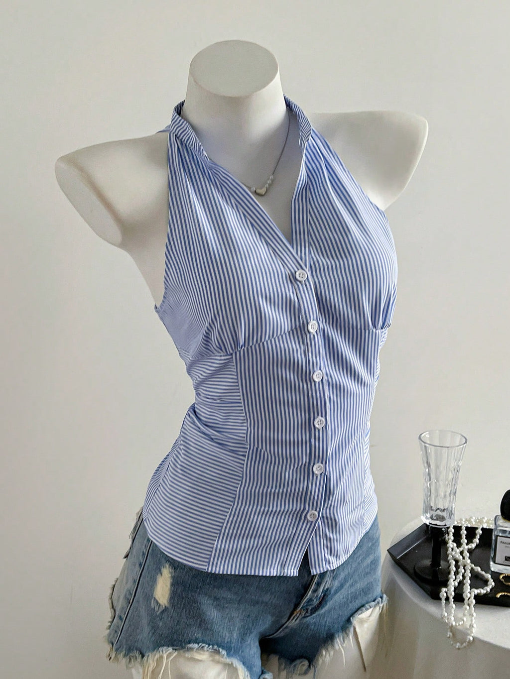 Blusa de Rayas Estilo Francés con Cintura Entallada
