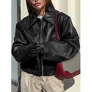 Womens Loose Fit Leather Jacket